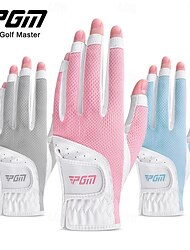 pgm 1 paar dames golfhandschoenen met open vingers, ademend mesh pu zonnebrandcrème vingerafdekking linker- en rechterhand