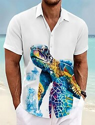 Meeresschildkröte, Meereslebewesen, Resort-Hawaii-Hemd für Herren mit 3D-Druck, Knopfleiste, kurze Ärmel, Sommer-Strandhemd, Urlaub, Alltagskleidung, S bis 3XL