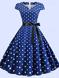 50s Polka Dots Swing Dress Retro Vintage 1950s Vacation Dress Flare Dress Women's Cosplay Costume Casual Daily Dress Masquerade