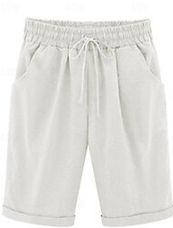 Per donna Pantaloncini ispirati al lino Shorts Casual Quotidiano Corto Semplice Coulisse Tasche Laterali Traspirabilità Confortevole Micro-elastico Uscire Weekend Bianco Giallo Rosa Estate