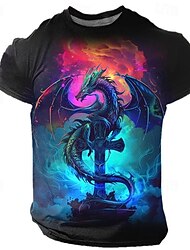 Graphic Animal Dragon Daily Casual Subculture Men's 3D Print T shirt Tee Sports Outdoor Holiday Going out T shirt Blue Purple Green Short Sleeve Crew Neck Shirt Spring & Summer Clothing Apparel S M L