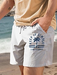 Мужские хлопковые шорты с принтом кокосовой пальмы, летние гавайские шорты, пляжные шорты с завязками, эластичная талия, комфортная дышащая короткая одежда для отдыха и выхода на улицу