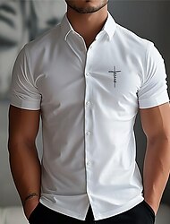 usko miesten business casual 3d-printtipaita ulkoilu katuvaatetus töihin kesän yökuntoon laitto lyhyet hihat musta valkoinen pinkki s m l 4-suuntainen joustava kangaspaita