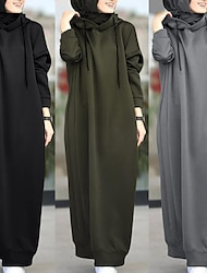 Women's Dress Hoodies Robe Dubai Islamic Arabic Arabian Muslim Ramadan Adults' Dress