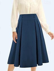 Плиссированная юбка с высокой талией и карманами в стиле ретро, винтажная юбка в стиле рокабилли 1950-х годов, расклешенная юбка, женские повседневные повседневные юбки для чаепития