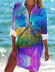 Camicia hawaiana Per donna Camicia Blusa Animali Hawaiano Informale Per eventi Spiaggia Pulsante Stampa Bianco Manica lunga Di tendenza Colletto Primavera & Autunno