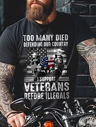liian monet kuolivat puolustaen maatamme päivittäin suunnittelija retro vintage miesten 3d print t-paita t-paita urheilu ulkoloma ulkoilu t-paita musta laivastonsininen armeijanvihreä lyhythihainen