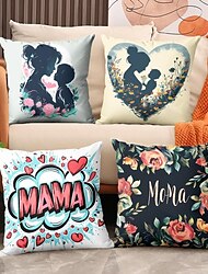 Samt-Kissenbezug mit Aufdruck „Liebe Mama“, schlicht, quadratisch, Muttertag, 1 Stück