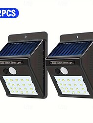 solenergi rörelsesensor vägglampa 20leds tredriftslägen ip65 vattentätt utomhusljus för trädgårdsstaket garage