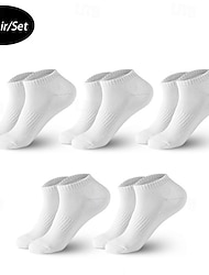 Herren 5er Pack Mehrfachpackungen Socken Socken Stricken Laufsport Socken Freizeitsocken Versteckte Socken Strumpfwaren Schwarz Weiß Farbe Glatt Sport & Natur Casual Täglich Grundlegend Mittel