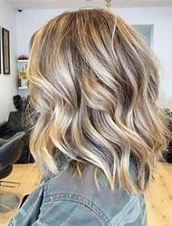 Szintetikus parókák Göndör Aszimmetrikus frizura Géppel készített Paróka Szőke Közepes A1 A2 A3 A4 Szintetikus haj Női Puha Divat Könnyen hordozható Szőke