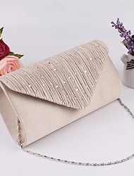 Women's Clutch Evening Bag Evening Bag Polyester Alloy Party Holiday Rhinestone Chain Solid Color Silver Almond Black