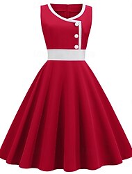 Ρετρό / Βίντατζ Δεκαετία του 1950 Φόρεμα A-Line Swing φόρεμα Φόρεμα Flare Γυναικεία Συνδυασμός Χρωμάτων Απόκριες Καθημερινά Φόρεμα