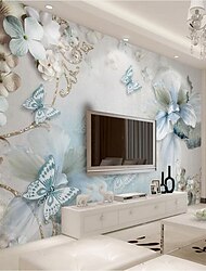 Cool wallpapers vintage bloem vlinder behang muursticker sticker verwijderbaar pvc/vinyl materiaal zelfklevend/kleefstof vereist muurdecor voor woonkamer keuken badkamer