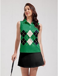 Dámské Turistická polokošile Zelená Bez rukávů Vrchní část oděvu Pléd Dámské golfové oblečení oblečení oblečení oblečení oblečení
