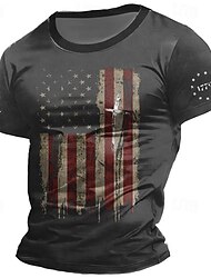 Graphic American Flag Daily Designer Retro Vintage Men's 3D Print T shirt Tee Tee Top Sports Outdoor Holiday Going out T shirt Dark Gray Gray Short Sleeve Crew Neck Shirt Spring & Summer Clothing