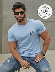 Мужская футболка из 100% хлопка с рисунком, модная классическая рубашка, белая, серая, с коротким рукавом, удобная футболка, уличный отдых, летняя модельерская одежда