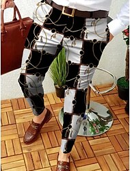 Męskie Spodnie Typu Chino Spodnie ołówkowe Joggery Boczne kieszenie Nadruk Geometria Pełna długość Codzienny Spodnie Inteligentne Casual Czarny Ciemnoniebieski Średnio elastyczny