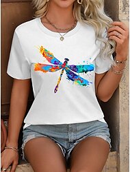 Women's T shirt Tee 100% Cotton Floral Dandelion Casual Daily Holiday Print White Short Sleeve Fashion Crew Neck Summer