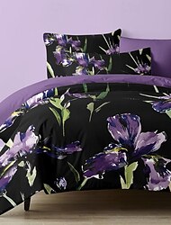violetti musta kukkainen sarja pussilakana 3-osainen setti mikrokuituliinavaatteet täydellinen äitienpäivälahjaksi superpehmeä ihoystävällinen pitkäkestoinen