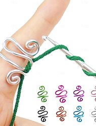 8Pcs Handmade Crochet Tension Ring Crochet Tension Ring Alumium Wire Tension Ring Metal Knitting Tools Multifunctional Hook Finger Ring Yarn Regulator