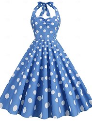 Disfraces Retro Vintage de los 1950 Vestido Rockabilly Vestido Acampanado Vestido Elegante de Lunares Máscara de Carnaval Vestido Diario para Adultos Vestidos de Regreso a Casa