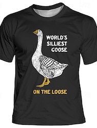 World's Silliest Goose on the Loose Designer Retro Vintage Men's 3D Print T shirt Tee Tee Top Sports Outdoor Holiday Going out T shirt Black Burgundy Navy Blue Short Sleeve Crew Neck Shirt Summer