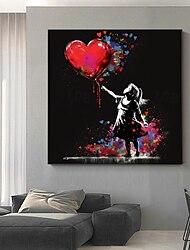 ручная роспись Бэнкси арт девушка с шариком сердца граффити художественная живопись холст большой размер творческая работа для декора гостиной без рамки