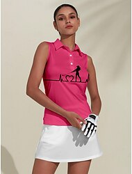 Women's Golf Polo Shirt Golf Clothes Pink Red Sleeveless Sun Protection Lightweight T Shirt Top Ladies Golf Attire Clothes Outfits Wear Apparel