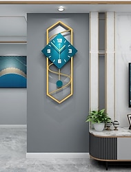 Relógio de parede moderno com pêndulo, sem tique-taque, silencioso, para decoração de sala de estar, grande mostrador de madeira, pêndulo, relógio de parede 30*70 cm