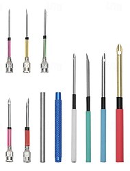 Kits de agujas perforadoras, herramienta de aguja perforadora ajustable, juego de agujas de bordar, agujas artísticas de costura con cabezales de agujas perforadoras, para adultos principiantes, hilo