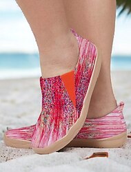 Γυναικεία Αθλητικά Παπούτσια Χωρίς Τακούνι Slip-Ons Παπούτσια εκτύπωσης Πάνινα παπούτσια Καθημερινά Διακοπές Ταξίδια Λαχούρι 3D Χρωματική κλίση Επίπεδο Τακούνι Διακοπές Καθημερινό Ανατομικό Πανί