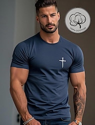 heren 100% katoenen t-shirt grafisch T-shirt mode klassiek overhemd korte mouw wit donkerblauw beige comfortabel T-shirt straat vakantie zomer modeontwerper kleding