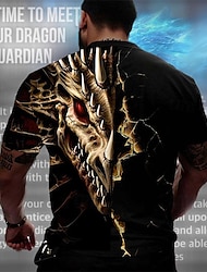 guardiano del drago x lu | maglietta da uomo streetwear stile scuro creatura mitica drago 3d a maniche corte