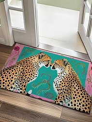 Duo Leopards Doormat Floor Mats Washable Rugs Kitchen Mat Non-Slip Oil Proof Rug Indoor Outdoor Mat Bedroom Decor Bathroom Mat Entrance Rug