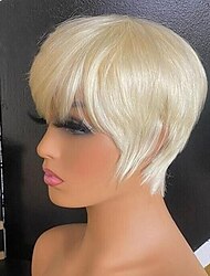 #613 Blonde Color  Wig Human Hair Wigs Blonde Human Hair Wig With Bangs Wigs For Women Remy Hair Short Straight Hair