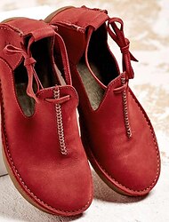 Női Lapos Csíkos csizma Kényelmes cipők Napi Otthoni Cipők és táskák megfelelő készlet Fűző Alacsony Kerek orrú Köröm Klasszikus Alkalmi minimalizmus Gyalogló Mikrobiális bőr Papucs Fekete Piros Kék
