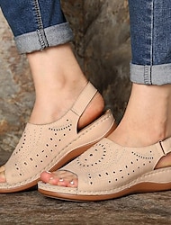 Slingback-sandalen voor dames, zomercomfort, sleehak, vismond, open teen, bloemengesp, holle slip-on-slipper, vintage casual lage schoenen