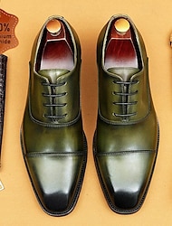 Oxford-Schuhe für Herren aus grünem Leder mit Farbverlauf und klassischer Zehenkappe