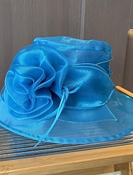 fascinators berretto Copricapo Organza Cappelli da pescatore A falda larga Cappello di paglia Informale Per eventi Elegante Vintage Con Piume Floreale Copricapo Copricapo