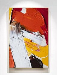 tela pintada à mão texturizada embrulhada pintura a óleo arte de parede laranja branco preto pintura abstrata em tela arte moderna pintura a óleo à mão moldura interior de casa pronta para pendurar