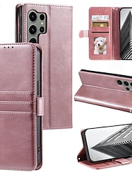 Phone Case For Samsung Galaxy S24 S23 S22 S21 S20 Ultra Plus FE A54 A34 A14 Wallet Case with Wrist Strap Kickstand Card Slot Retro TPU PU Leather