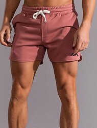 男性用 スウェットショーツ ショーツ サマーショーツ 刺繍 ドローストリング 弾性ウエスト 純色 履き心地よい 高通気性 ショート アウトドア 日常 ファッション カジュアル / スポーティ ホワイト ピンク マイクロエラスティック