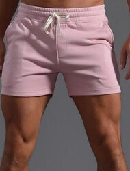 男性用 ピンクのショーツ スウェットショーツ ショーツ ポケット ドローストリング 弾性ウエスト 平織り 履き心地よい 高通気性 ショート 祝日 ビーチ 週末 ファッション カジュアル ライトカーキ ブラック マイクロエラスティック