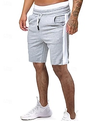 Men's Sweat Shorts Shorts Bermuda shorts Pocket Drawstring Side Stripe Plain Comfort Sports Short Outdoor Casual Daily Streetwear Athleisure Black White Micro-elastic
