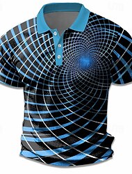 Wzór 3D Wzory graficzne Męskie Codzienny Nadruk Koszulka polo Koszulka polo z waflami Na zewnątrz Ulica Codzienny Tkanina waflowa Krótki rękaw Wieczorne Koszulki polo Żółty Niebieski Lato Wiosna S M L
