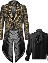 žakárový frak s nařasenými košilemi 2 ks retro vintage středověký steampunk kabát svrchní oděv princ šlechtic pánský maškarní večírek večer larp vystoupení