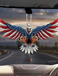 ornament acrilic 2d pentru agățat mașină - design de vultur steag american pentru decorarea interioară a oglinzii retrovizoare - decor unic cu pandantiv pentru breloc pentru mașina ta