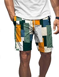 barevné dovolená x designérské kris pánské kostkované šortky s potiskem na šňůrku se síťovinou podšívkou havajské šortky
