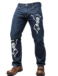 potisk lebky pánské džíny se středním pasem skinny fit elastické slim fit džíny zúžené nohavice módní džínové kalhoty